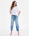 Bar Iii Women's Studded Crewneck Short-sleeve T-shirt, Exclusively At Macy's In White