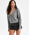 Bar Iii Women's Studded V-neck Cardigan Sweater, Macy's Exclusive In Gray