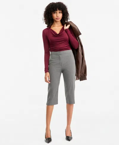 Bar Iii Women's Suiting Capri Mid-rise Skinny-leg Capris, Macy's Exclusive In Gray