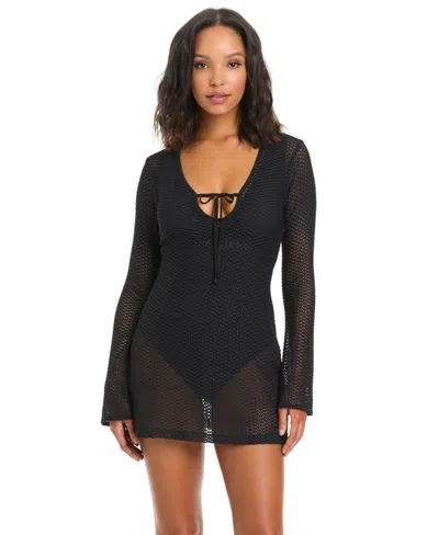 Bar Iii Women's Sunkissed Babe A-line Swim Cover-up Dress, Macy's Exclusive In Black