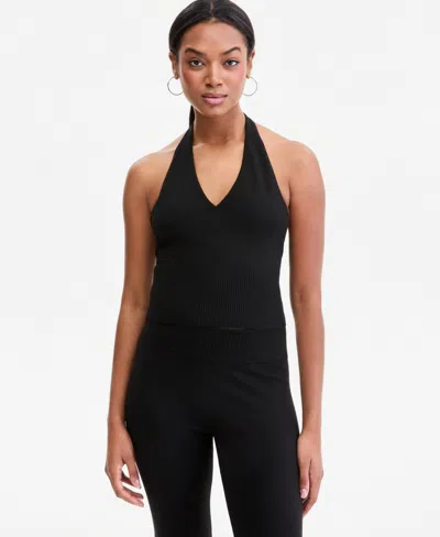Bar Iii Women's Sweater Halter Top, Macy's Exclusive In Black