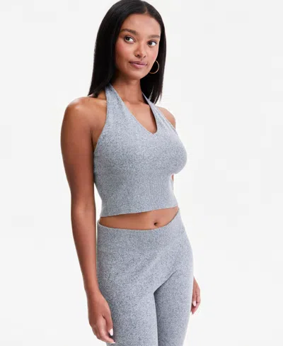 Bar Iii Women's Sweater Halter Top, Macy's Exclusive In Charcoal Gry H