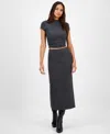 Bar Iii Women's Sweater-knit Midi Skirt, Macy's Exclusive In Gray