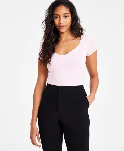 Bar Iii Women's Sweetheart-neck Short-sleeve Bodysuit, Exclusively At Macy's In Orchid Pink