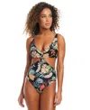 Bar Iii Women's Swept Away Knot-front One-piece Swimsuit, Exclusively At Macy's In Multi