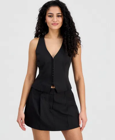 Bar Iii Women's Tailored Suiting Vest, Macy's Exclusive In Black