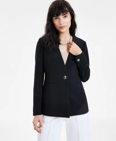 Bar Iii Women's Textured Crepe Blazer, Created For Macy's In Black