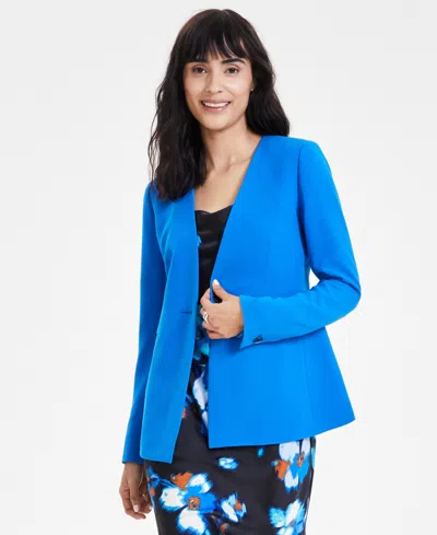 Bar Iii Women's Textured Crepe Blazer, Created For Macy's In French Blue