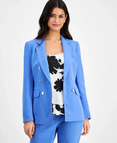 Bar Iii Women's Textured Crepe One-button Blazer, Created For Macy's In Delft Blue