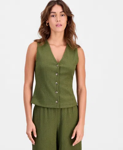 Bar Iii Womens Textured Knit Vest Textured Knit Pull On Pants Macys Exclusive In Green