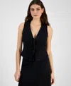 Bar Iii Women's Gold-tone-button Slit-back Midi Skirt, Exclusively At Macy's In Black