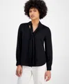 Bar Iii Women's Tie-neck Long-sleeve Blouse, Exclusively At Macy's In Black