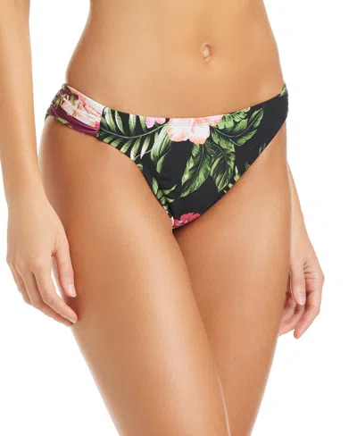 Bar Iii Women's Tropical Heat Tab Side Hipster Swim Bottoms, Macy's Exclusive In Black
