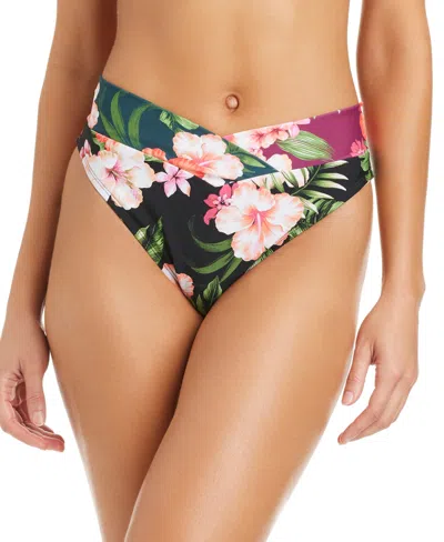 Bar Iii Women's Tropical Heat V-cut Waist High-leg Swim Bottoms, Macy's Exclusive In Multi