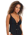 Bar Iii Women's Tunnel Fly Away Tankini Top, Exclusively At Macy's In Black