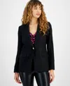 Bar Iii Women's Tweed One-button Blazer, Created For Macy's In Black