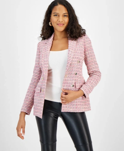 Bar Iii Women's Tweed One-button Blazer, Created For Macy's In Peach Amber Multi