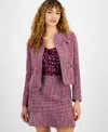 Bar Iii Women's Tweed Patch-pocket Kissing Jacket, Created For Macy's In Jazz Berry Multi
