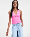 Bar Iii Women's Twist-front Sleeveless Top, Macy's Exclusive In Pink