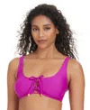 Bar Iii Womens Unraveled Lace Up Bikini Top Bottoms Exclusively At Macys In Pink