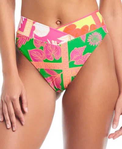 Bar Iii Women's V-waist Printed High-leg Bikini Bottoms, Created For Macy's In Multi