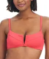 Bar Iii Women's V-wire Plunge-neck Bralette Bikini, Created For Macy's In Bright Rose