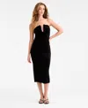 Bar Iii Women's Velvet Hardware Midi Dress, Macy's Exclusive In Black