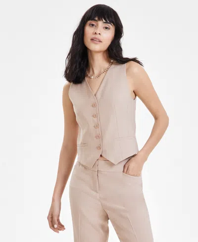 Bar Iii Women's Washed Twill Button Vest, Created For Macy's In Barley Field