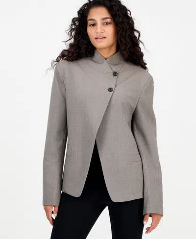 Bar Iii Women's Wrap Front Long-sleeve Stretch Blazer, Macy's Exclusive In Gray