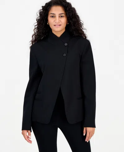 Bar Iii Women's Wrap Long-sleeve Statement Blazer, Macy's Exclusive In Black
