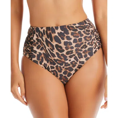 Bar Iii Womens Animal Print High Waist Swim Bottom Separates In White