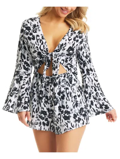 Bar Iii Womens Beachwear Summer Cover-up In Black