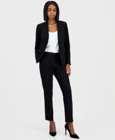 Bar Iii Womens Bi Stretch Collarless Open Front Blazer Scoop Neck Camisole Bi Stretch Straight Leg Dress Pan In Black