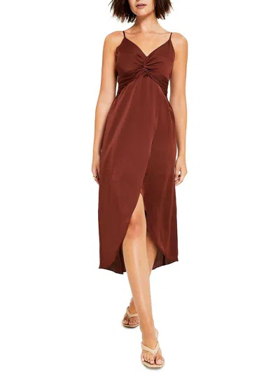 Bar Iii Womens Charmeuse Split Midi Dress In Burgundy