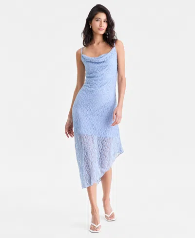 Bar Iii Women's' Cowl-neck Lace Slip Dress, Macy's Exclusive In Blue