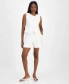 Bar Iii Womens Cuffed Pleat Front Shorts Button Front Vest Exclusively At Macys In Blanc