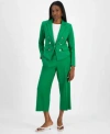 Bar Iii Womens Faux Double Breasted Blazer Sleeveless Honeycomb Top Cropped Wide Leg Pants Exclusively At Ma In Green Chili