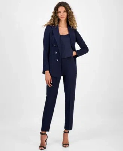 Bar Iii Womens Faux Double Breasted Boyfriend Jacket Satin Scoop Neck Camisole Straight Leg Dress Pants Macy In Blue