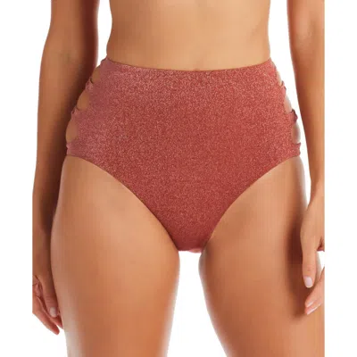 Bar Iii Womens Metallic Cut-out Swim Bottom Separates In Gold