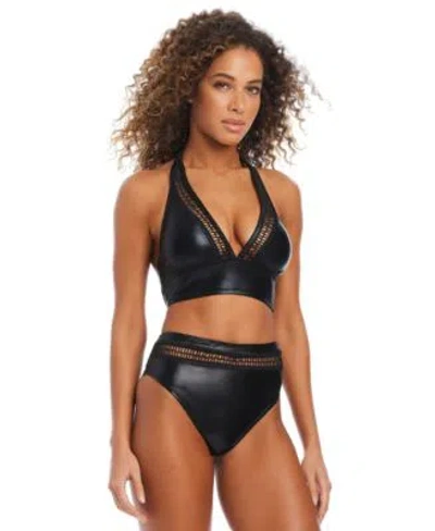 Bar Iii Womens Midnight Boho Longline Bikini Top High Rise Bikini Bottoms Exclusively At Macys In Black