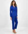 Bar Iii Womens Notch Collar Single Button Blazer Scoop Neck Camisole Compression High Rise Straight Leg Pant In Black