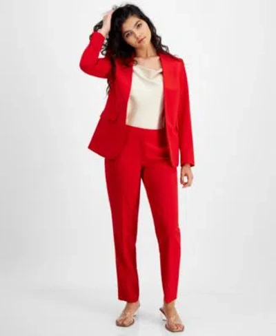 Bar Iii Womens Open Front Blazer Straight Leg Pants Created For Macys In Red