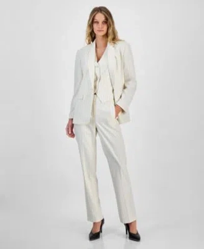 Bar Iii Womens Pinstriped Jacket Vest Pants Exclusively At Macys In Bar White,black