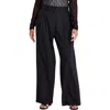 Bar Iii Womens Pocket Polyester Wide Leg Pants In Black