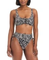 Bar Iii Womens Printed Lace Up Sweetheart Bikini Top Printed High Waisted Lace Up Bottoms Created For Macys In Black