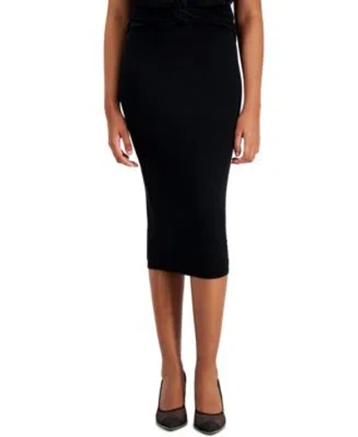 Bar Iii Womens Pull On Jersey Midi Skirt Created For Macys P Xxs Xxs In Black