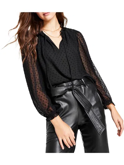 Bar Iii Women's Clip-dot Ruffle Top, Created For Macy's In Black