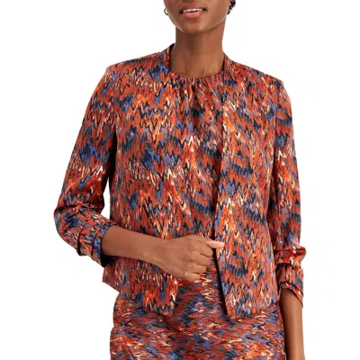 Bar Iii Womens Satin Open Front Collarless Blazer In Multi