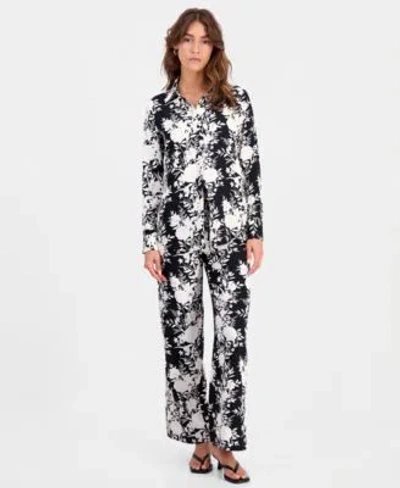 Bar Iii Womens Shadow Floral Print Shirt Shadow Floral Print Pull On Pants Macys Exclusive In Multi