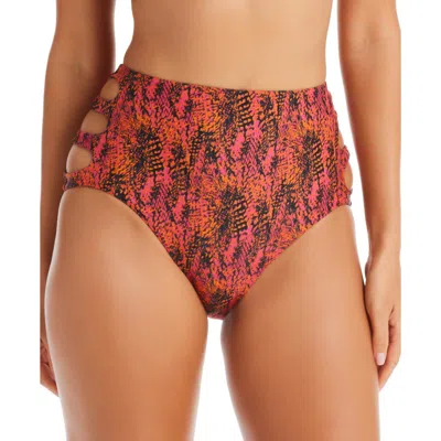 Bar Iii Womens Snake High-wasit Swim Bottom Separates In Pink